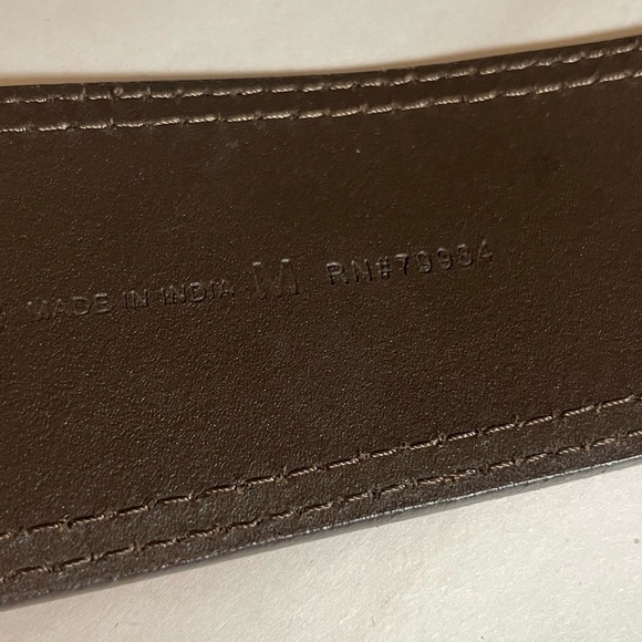 Chicos genuine leather boho Festival Brown/Tan artsy belt gold buckle Medium - Picture 8 of 11